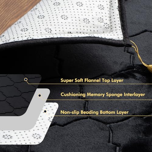 Muslim Prayer Rug with Tasbih Prayer Beads, Soft Memory Foam Prayer Matt Islam, Padded Islamic Prayer Mat Thick for Men and Women, Janamaz, Sajadah (25.6" x 43.3", Black) - color: Black