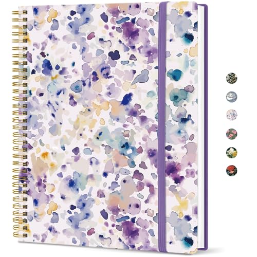 Taja Large Spiral Lined Journal for Women, 8.5" x 11" Notebooks for Work Collge Ruled, A4 Aesthetic Cute Journaling Notebooks for Writing, Plastic Cover, Purple Blocks - color: G-Purple Blocks