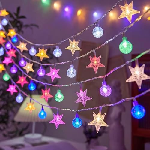 10Ft 20 LED Star String Lights, Crystal Star Fairy Lights for Indoor Outdoor Bedroom, Wedding, Patio, Garden, Holiday and Party Decoration - color: colorful, size: 3M