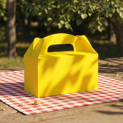 Papertide Yellow Gable Box with Handles, 30 Pack 9.45×5×5 inch Sturdy Colorful Cardstock treat Boxes for Christmas Birthday Party Favors, Premium Presentation Boxes with Lids - color: Yellow