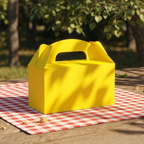 Papertide Yellow Gable Box with Handles, 30 Pack 9.45×5×5 inch Sturdy Colorful Cardstock treat Boxes for Christmas Birthday Party Favors, Premium Presentation Boxes with Lids - color: Yellow