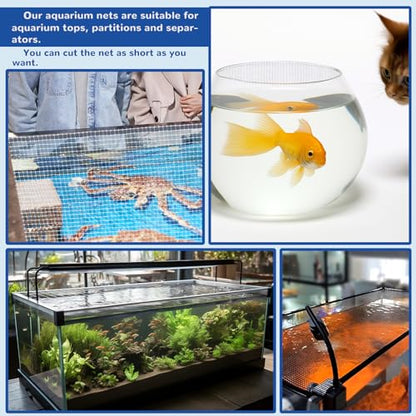 Clear Mesh Netting, Aquarium Lid, Fish Net for Fish Tank Cover, Fish Tank Lid, Plastic Mesh Screen for Aquarium Net, Aquarium Top Cover, 4 x 5 feet