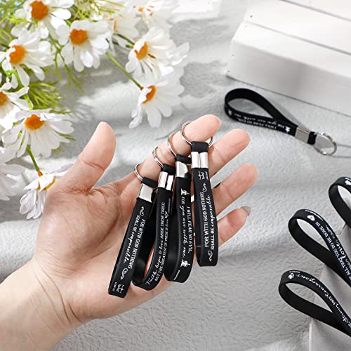 Sureio 21 Pcs Christian Keychains for Men Church Bible Verse Keychains Religious Silicone Inspirational Gift for Men Women Church Pastor Coach
