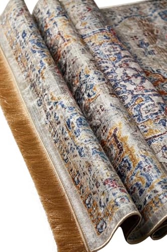 SODEF Velvet Prayer Rug 65x115cm Turkish Motif Islamic Prayer Mat for Muslims - Multicolor