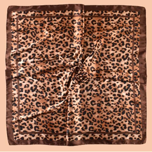 Head Scarf Hair Neck Scarves for Women Purse Bag Scarfs for Handbag Silky Satin Square Headscarf Fashion Hair Bandanas - color: Coffee