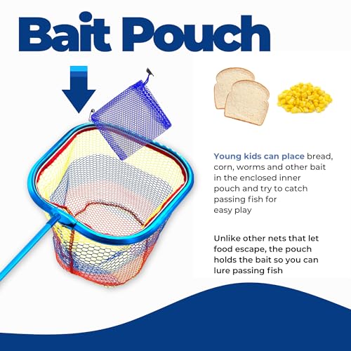 Kids Fishing Net - Extendable Telescopic Landing Net for Boy Girl Children Catching Small Fish Crab Shrimp Minnow Dragonfly Beach Pier Lake River Ocean - color: Style 3 (Blue)
