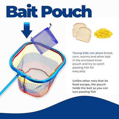 Kids Fishing Net - Extendable Telescopic Landing Net for Boy Girl Children Catching Small Fish Crab Shrimp Minnow Dragonfly Beach Pier Lake River Ocean - color: Style 3 (Blue)