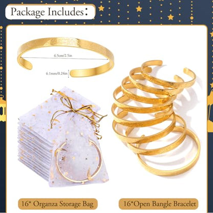 Eforcase Women Islamic Jewelry Gifts Eid Mubarak Gold Bracelet Allah Bangles Cuff for Ayatul Kursi Bracelet Eid Ramadan Party - style: 16 Pack - Gold