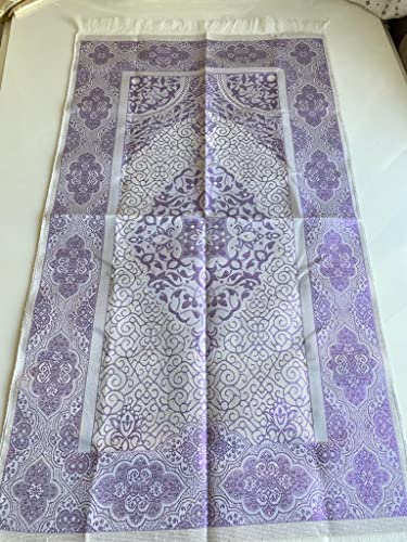 Muslim Prayer Rug and Beads with Elegant Slub Fabric Bag | Janamaz | Sajadah | Soft Islamic Prayer Rug | Islamic & Mawlid Gifts | Prayer Carpet Mat, Taffeta Fabric (Purple, 8 Sets) - color: Purple, size: 8 Sets