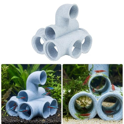 Marble Texture Fishtank Landscape Accessory Natural Habitat Tube Shelter Place for Pet Fish Hideouts Breeding Shrimp Shelter Cave House