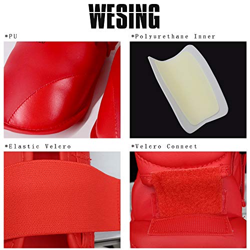 Wesing Karate Shin Instep Guard WKF Karate Shin Pad - color: Red, size: X-Large