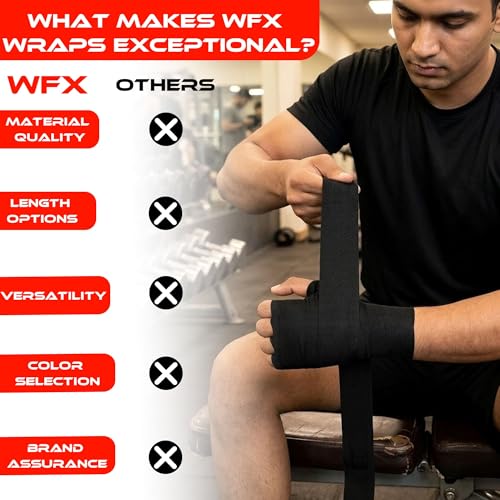 WFX Boxing Hand Wraps 3.5 4.5 Meter Martial Arts Bandages Inner Gloves Wrist Support Straps Punching Under Hand Knuckles Heavy Elasticated Training Bag Mitts Muay Thai - color: Black, size: 3.5 M