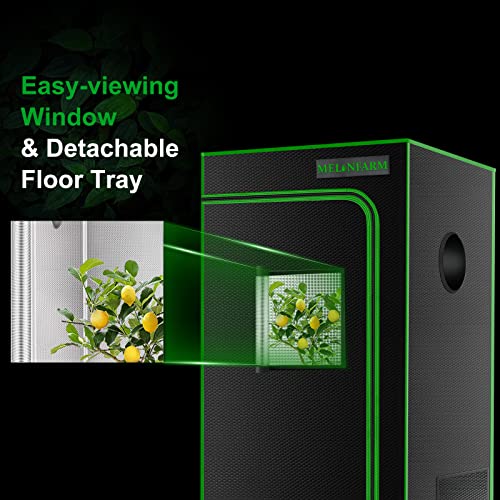 2x2 Grow Tent, 24"x24"x48'' High Reflective 600D Diamond Mylar Canvas with Observation Window and Floor Tray for Hydroponic Indoor Plant Growing - size: 24"x24"x48"