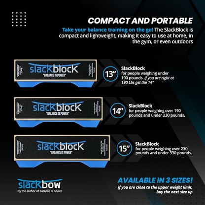 SlackBow SlackBlock Athletic Balance Trainer – Improve Balance, Stability, and Athletic Performance – Condition Your Body and Prevent Injury - Compact and Portable - size: 14"