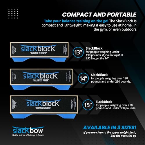 SlackBow SlackBlock Athletic Balance Trainer – Improve Balance, Stability, and Athletic Performance – Condition Your Body and Prevent Injury - Compact and Portable - size: 15"