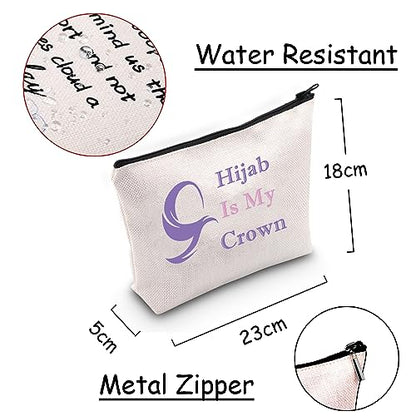 JXGZSO Islamic Religion Gift Hijab Is My Crown Cosmetic Organizer Muslim Women Make Up Bag Hijab Themed Gift