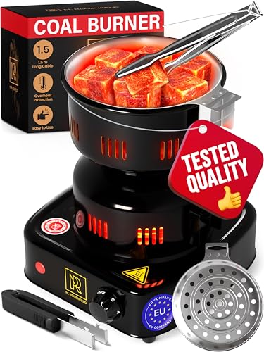 Hookah Coal Burner for Hookah – Premium FIRE Tower Multipurpose Electric Stove for Hookah Coals Burner for Shisha, Free Hookah Tongs, overheat Protection, Hookah Charcoal Burner for Hookah Cubes - color: Black