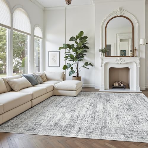 Soalmost Washable Area Rug 8x10 Large Soft Grey Rugs for Living Room - color: Grey, size: 8' x 10' (Rectangular)