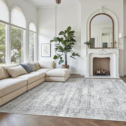 Soalmost Washable Area Rug 8x10 Large Soft Grey Rugs for Living Room - color: Grey, size: 8' x 10' (Rectangular)