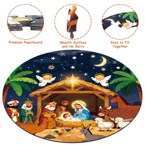 Sitodier Nativity Scene Puzzles for Kids Age 3-5 and 4-6, 48pcs Nativity Large Floor Jigsaw Puzzle Educational Toys Easter Birthday Gift for Toddlers Boys Girls Ages 3 4 5 6 Years Old - style: 48pcs Nativity Scene Floor Puzzles for Kids