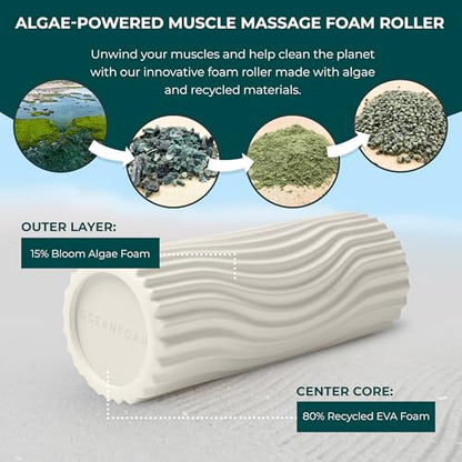 Oceanfoam Sweet Spot Medium Exercise Foam Roller 14"x5.5" – Medium Density Travel Foam Roller for Physical Therapy, Deep Tissue Massage, Yoga, Pilates, Classic Exclusive Wave Texture (Natural) - color: Natural