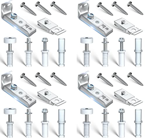 Bifold Closet Door Hardware Kits for Bi fold Sliding Folding Accordion Door | 4 Pack Bifold Door Repair Kit Replacement Parts Include Top & Bottom Bracket, 3/8" Pivot, 7/8" Guides Wheel, Easy to Install - style: 4 Pack Sliver
