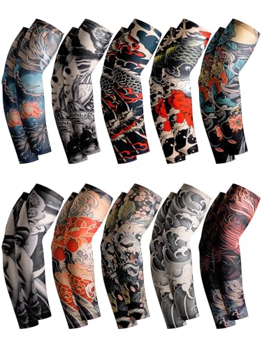 Boao 20 Pcs Men Tattoo Arm Sleeves UV Cover - color: Striking, size: Medium, style: Fashion