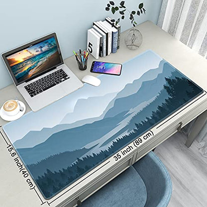 Desk Mat Pad,Large XXL Extended Mouse Pad Mat for Desktop Keyboard | 35''×15.6'' XXL Extended Gaming Mouse Pad with Non-slip Base Desk Matt Mousepad for Computer,Office,Keyboard and Laptop - color: B2-Vector Mountain