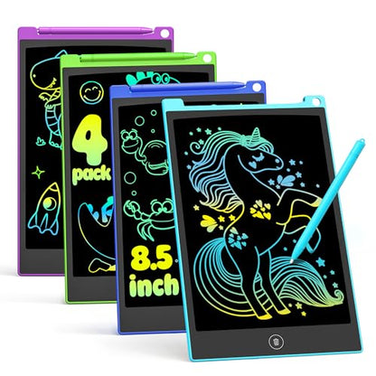TECJOE 4 Pack LCD Writing Tablet for Kids, 8.5 Inch Toddlers Drawing Tablet - color: Blue & Purple & Green & Dark Blue
