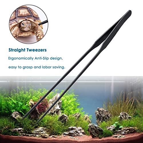 Aquarium Tweezers, Capetsma Stainless Steel Aquarium Plant Tools Long Aquascaping Tools Scissors Spatula Aquatic Plants Tool Set For Freshwater and Saltwater - color: Black