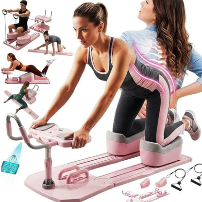 Crawling Training Machine Spine Twist & Stretch Trainer Effective Waist & Spine Workout, 3 Adjustable Height LED Counter 230kg Capacity,Detachable,for Full-Body Workout
