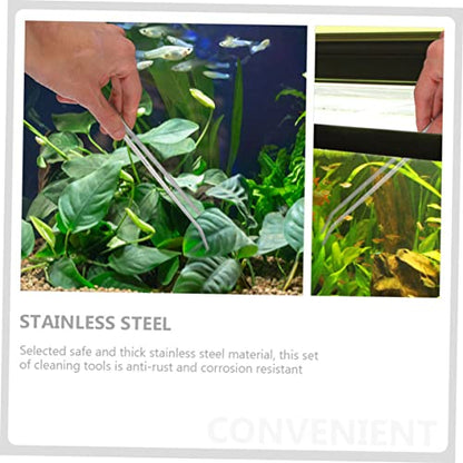 HANABASS 1set Aquatic Plant Cleaning Tools Scissors Ergonomic Tweezers and Landscape Spatula for Tank Maintenance