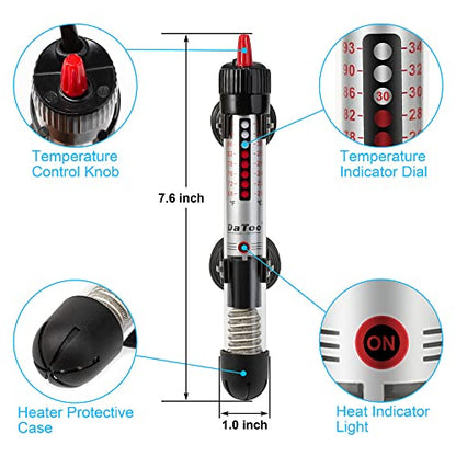 DaToo 50 Watt Aquarium Heater Submersible Adjustable Temperature Fish Tank Heater 50W - size: 50Watt