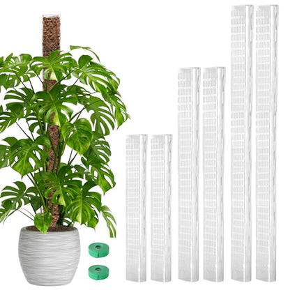 EOX 6 Pack 24" x2 + 36" x2 + 48" x2 Plastic Moss Pole for Monstera, Large D Shaped Poles for Climbing Plants Work with Sphagnum Moss, 210 Inch Total - size: 6 PACK-24+36+48Inch