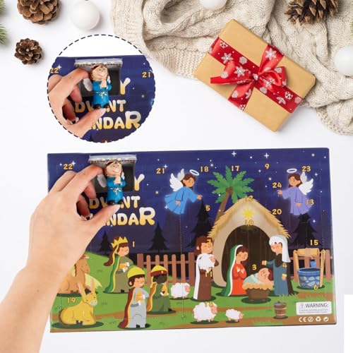 Nativity Advent Calendar 2026-24 Days of Nativity Scene Christmas Countdown Calendar Christian Religious Gifts for Kids Adult Women Men - color: Light Green