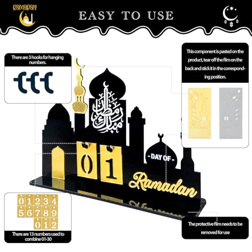 Ramadan Advent Calendar 2026 30 Days Ramadan Countdown Calendars Eid Mubarak Centerpieces Decorations Parties Islam Muslim Decor for Home Office Table