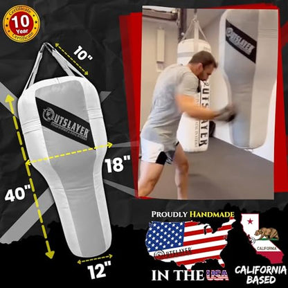 Outslayer Angle Uppercut Heavy Punching Bag for Boxing & MMA - Customizable Colors, Optional D-Ring, Unfilled/Soft Filled Choices - Made in USA - color: Custom, style: FIlled WITH Bottom D-Ring