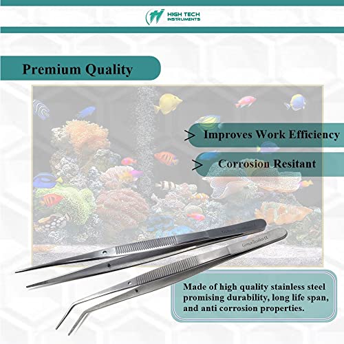 Reptile Feeding Tongs Straight Aquarium Tweezers Anti-Rust Thickened Stainless Steel Forceps, for Terrarium, Fish Tank, Snakes/Lizards/Gecko, Planting By HTI (6" - Set of 2) - size: 6" - Set of 2