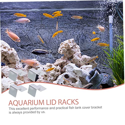 TEHAUX 4pcs Stainless Steel Aquarium Lid Holders Fish Tank Cover Support Brackets for Glass Sturdy and Practical Fish Tank Accessories