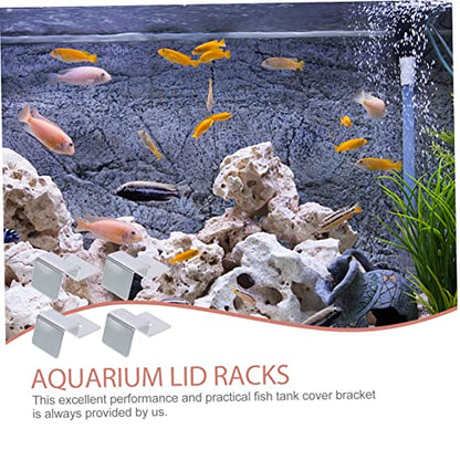 TEHAUX 4pcs Stainless Steel Aquarium Lid Holders Fish Tank Cover Support Brackets for Glass Sturdy and Practical Fish Tank Accessories