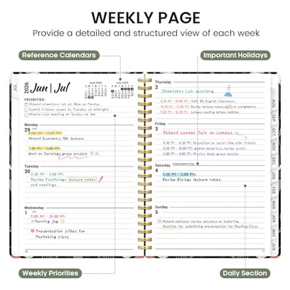Planner 2026-2027, Academic Monthly and Weekly Calendar Planner for Women, July 2026 - June 2027, Hardcover Pretty Agenda Planner Book with Tabs, Spiral Daily Organizer for School Office Home Supplies, 6.3" x 8.5" - Butterfly Tapestry - color: C-Butterfly