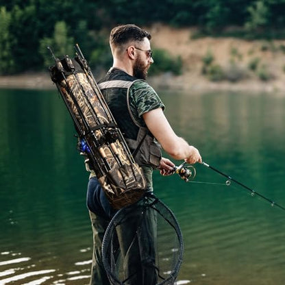 Fishing Rod Bag Fishing Rod Case, Durable Folding 900D Oxford Fabric Portable Large Capacity Waterproof, Fishing Gifts for Men Boys - color: Camouflage