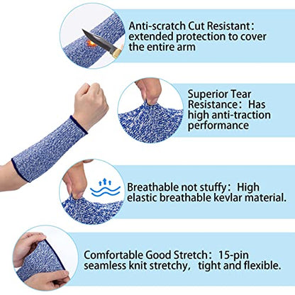 ANCIRS Cut Resistant Sleeves for Arm Protection, Gardening Sleeves, Dog Bite Safety Arm Sleeves - color: 2 Pairs, Blue & Black