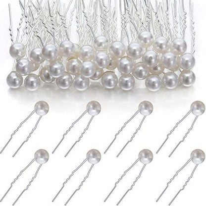 40 Packs Pearl Hair Pins Wedding Bridal Flower Pins for Brides and Bridesmaids Hair Style (0.4 Inch) - style: 0.4 Inch