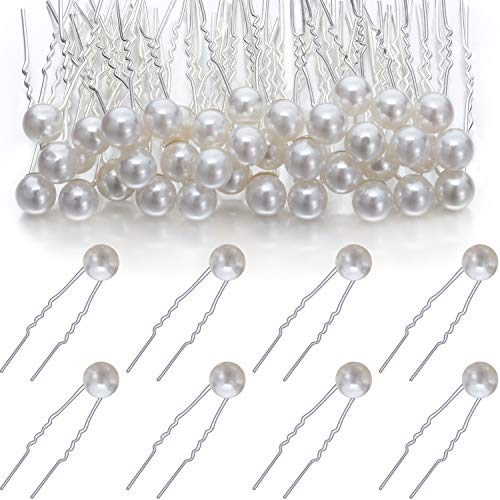 40 Packs Pearl Hair Pins Wedding Bridal Flower Pins for Brides and Bridesmaids Hair Style (0.4 Inch) - style: 0.4 Inch