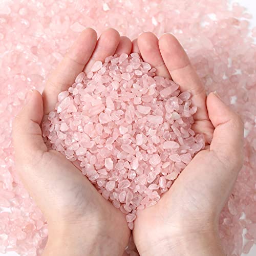 Natural Rose Quartz Crystal Quartz Rocks Chips Vase Filler Rocks for Succulent Plant Small Fish Tank Aquarium Gravel Decorative Pebbles Stones(200 gram) - color: Pink-rose Quartz, size: 0.45 Pound