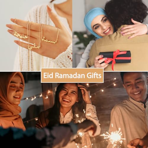 Islamic Jewelry Gifts for Women Custom Name Necklace 18K Gold Plated Personalized Necklace for Eid Ramadan Gifts