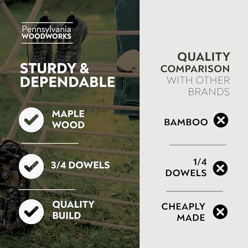 Pennsylvania Woodworks Premium American Maple Clothes Drying Rack - Handcrafted in Pennsylvania - Solid Wood Construction, Collapsible, Eco-Friendly Laundry Solution (Large) - color: Large | Flat Top