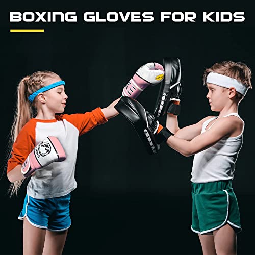 CKE Boxing Gloves for Kids Ages 5-12, Beginner Punch Bag Training Gloves | Youth boxing gloves and kids boxing gloves for boys and girls, ideal for beginner practice, punching drills and training - color: PINK