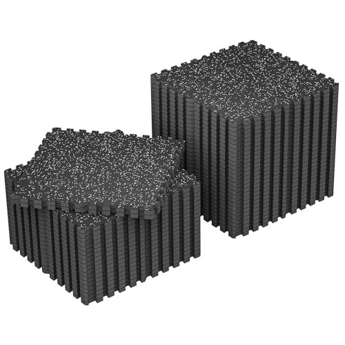 SUPERJARE 1" Extra-Thick Rubber Top Exercise Mat, Puzzle Gym Flooring for Home Gym, Gym Mat for Workout Equipment, Interlocking Floor Tiles with EVA Foam, 48 Pcs 192 Sq Ft, Black/Grey - size: 48 Tiles (192 Sq Ft)